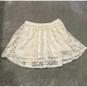 Forever 21 Mini Skirt Women Sz 28 Ivory Lace Coquette Dainty Balletcore Festival